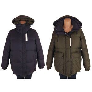 Yves Salomon YS Army Reversible Down Jacket 34 XS Women Hunter Green Black $1175